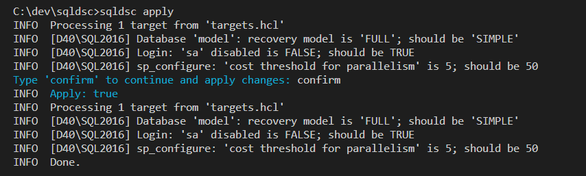 Applying the configuration